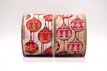 Elegant Ornament Print Christmas Wired Ribbon - Elegant Ornament Print Christmas Wired Ribbon